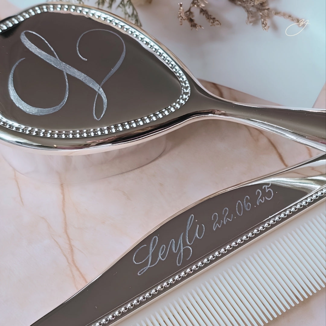 Personalised Silver Baby Brush & Comb Set – Engraved Christening & Newborn Gift