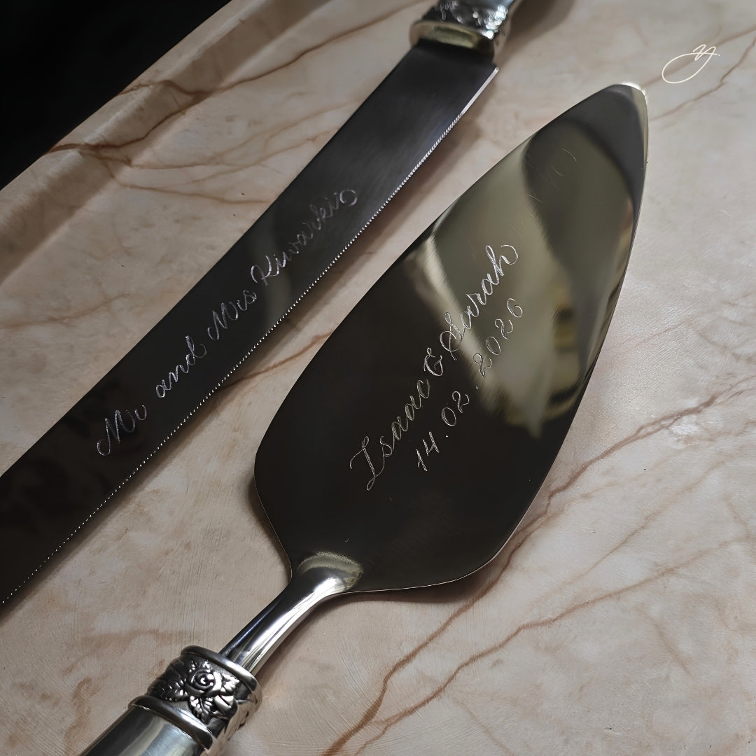 Engraved Cake Cutting Set