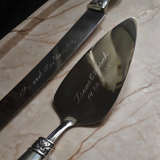 Engraved Cake Cutting Set