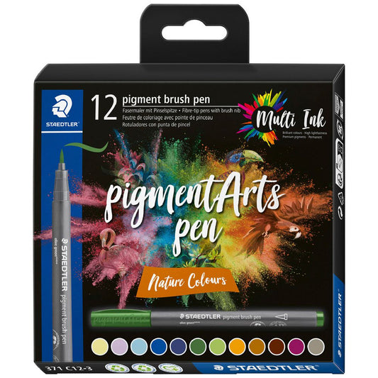 Staedtler Pigment Arts Brush Pen Set 12 (Nature Colours)